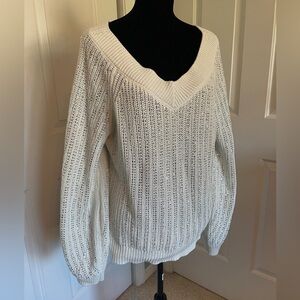 INC International Concepts Off White Rhinestone Knit Sweater - Size XL